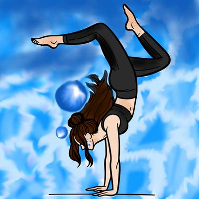 a woman doing a handstand