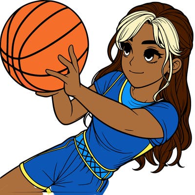 realistic girl playing basketball