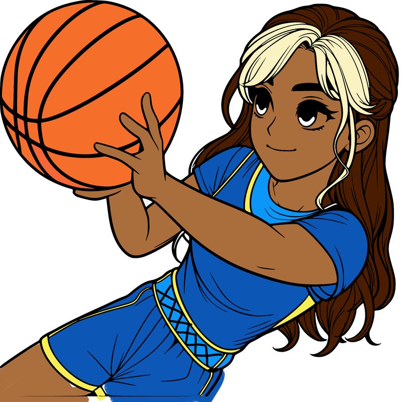 realistic girl playing basketball