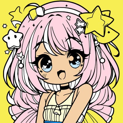 cute anime girl with star accessories