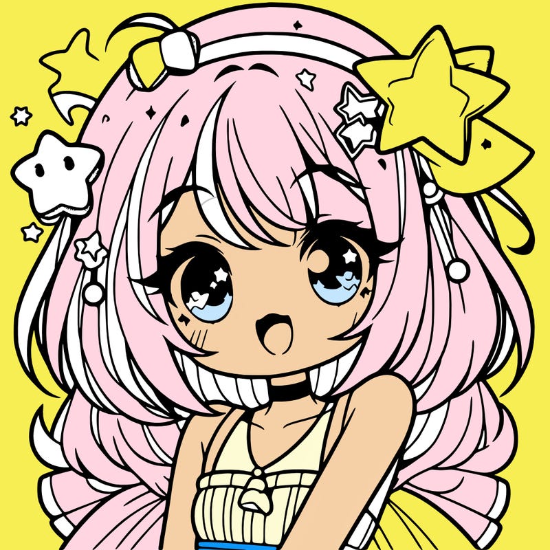 cute anime girl with star accessories