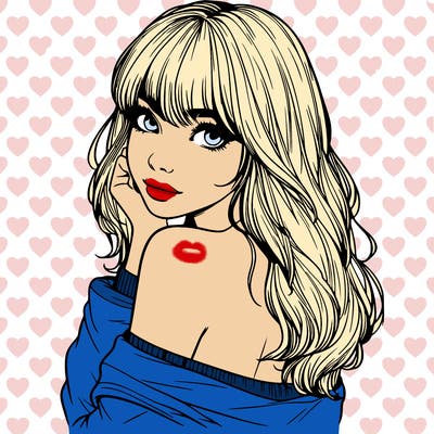 realistic girl with bangs looking over her shoulder