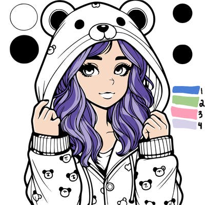 realistic girl in a animal pjs hoodie
