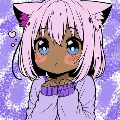 shy anime catgirl