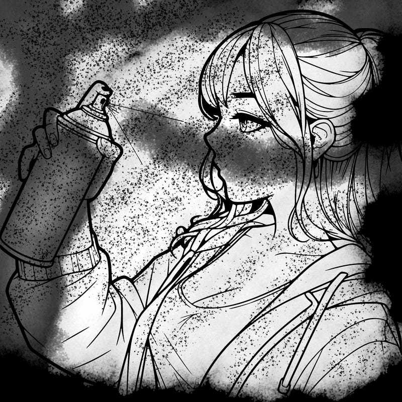 a realistic girl spray, painting