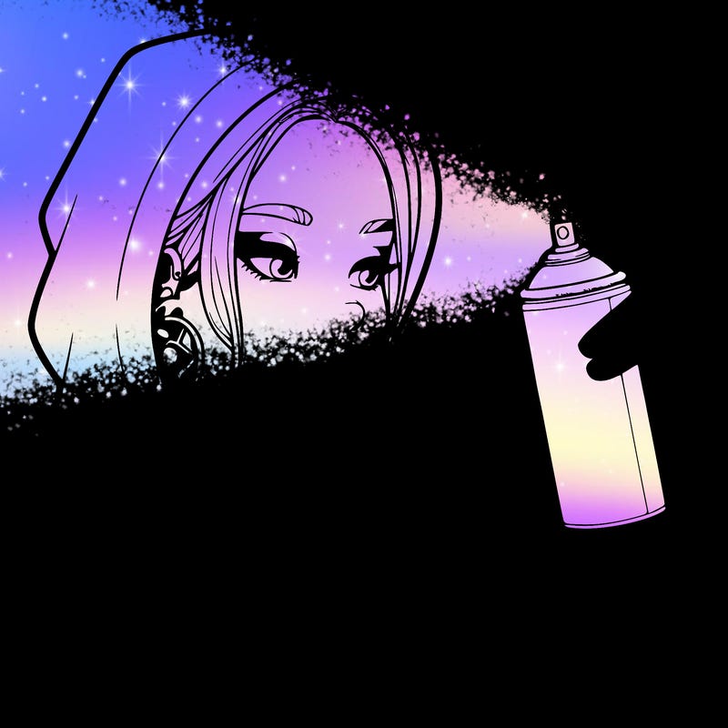 a realistic girl, spray painting