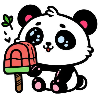 baby panda with an popsicle