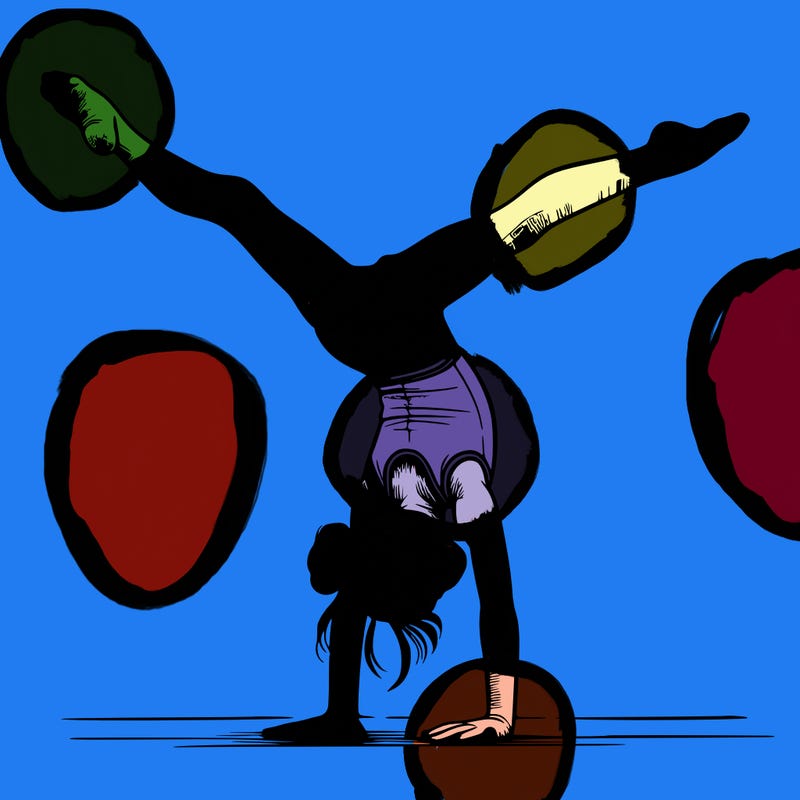realistic gymnastic hand stand girl in four splits