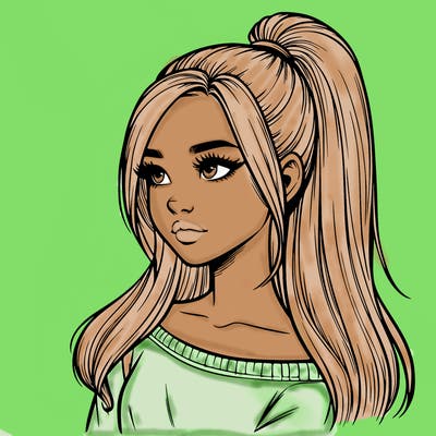 realistic girl with a high ponytail