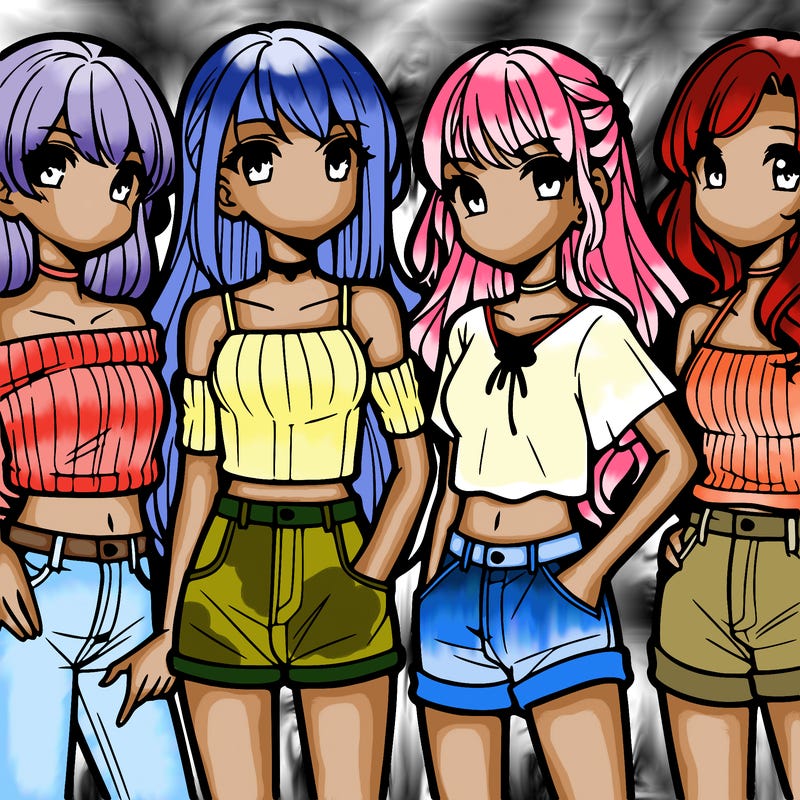 teen manga girls group of 4