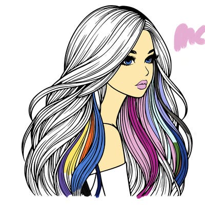 realistic girl with long realistic hair