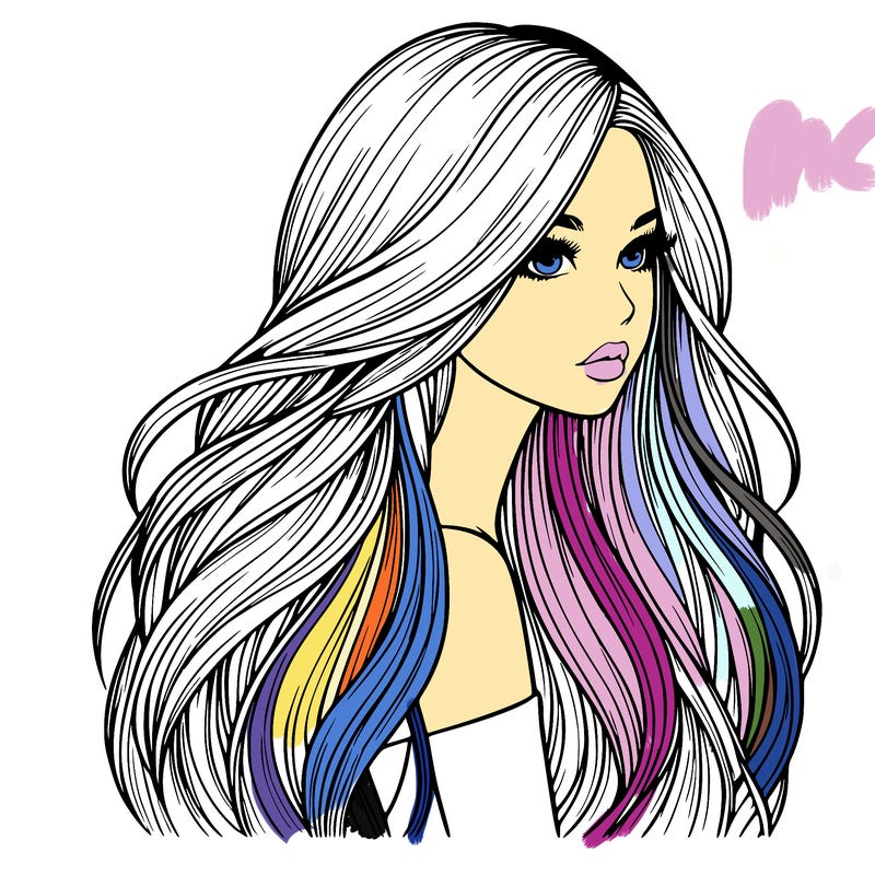 realistic girl with long realistic hair