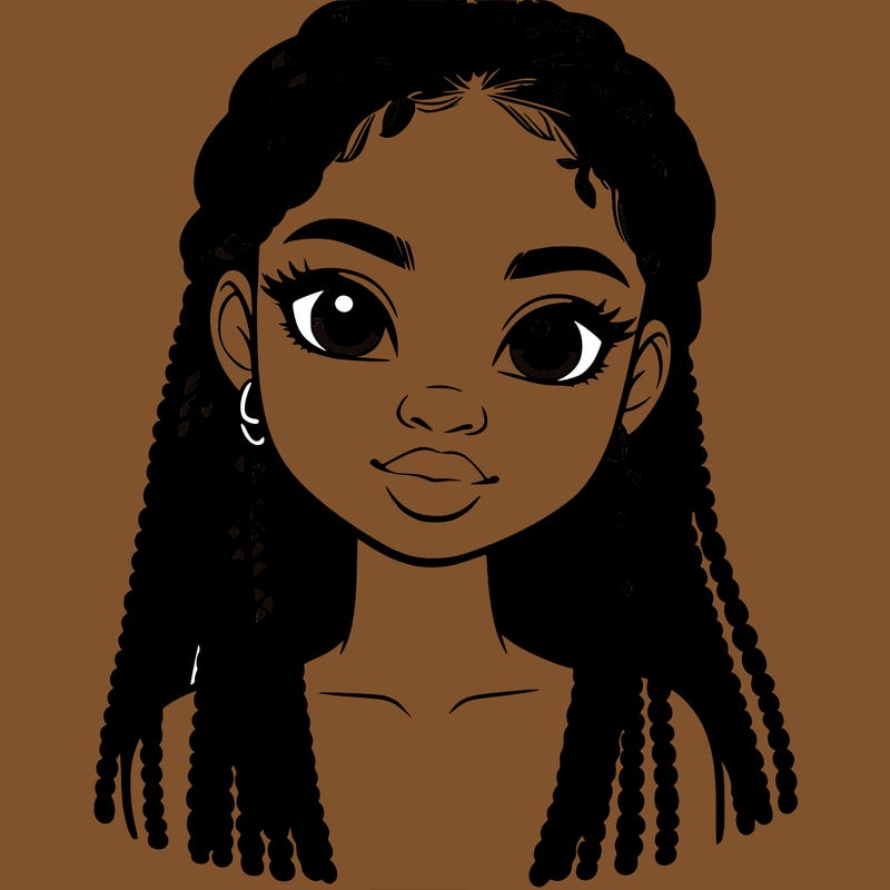 a realistic black girl with braids