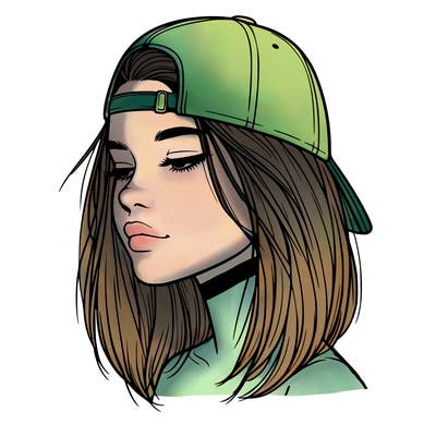 realistic  girl with a backwards hat