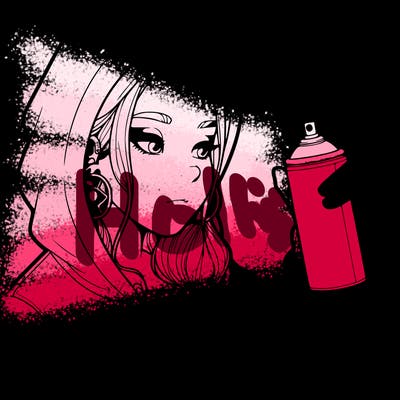 a realistic girl, spray painting