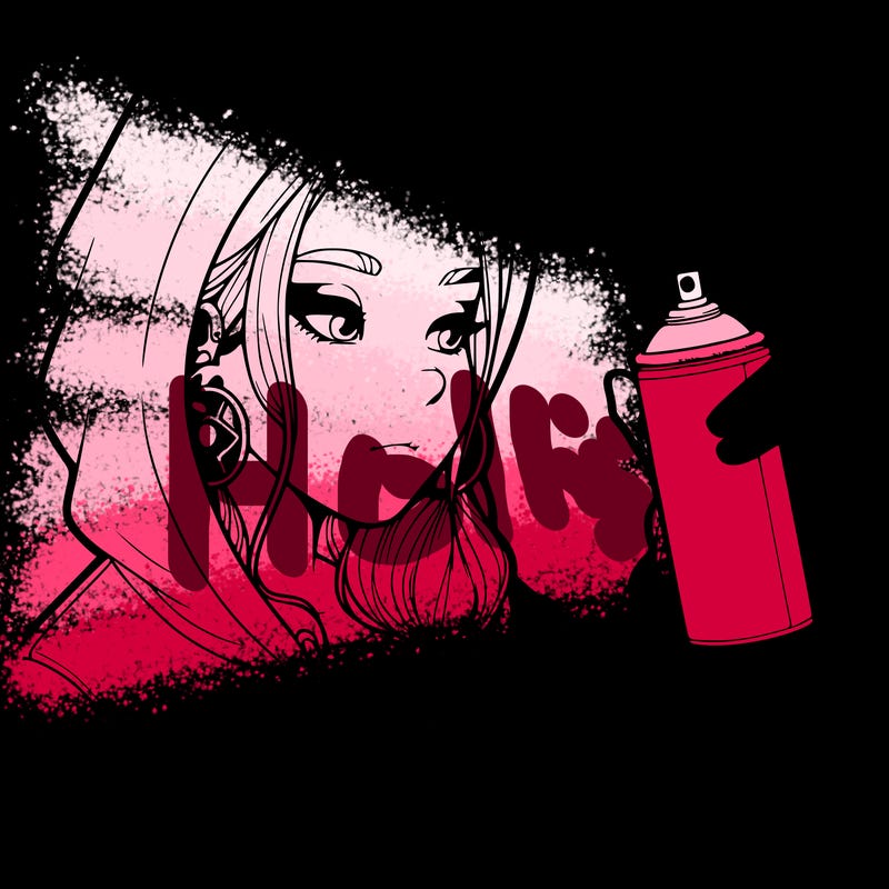 a realistic girl, spray painting