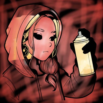 a realistic girl, spray painting