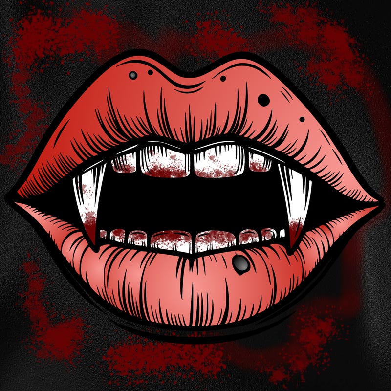 lips with vampire teeth