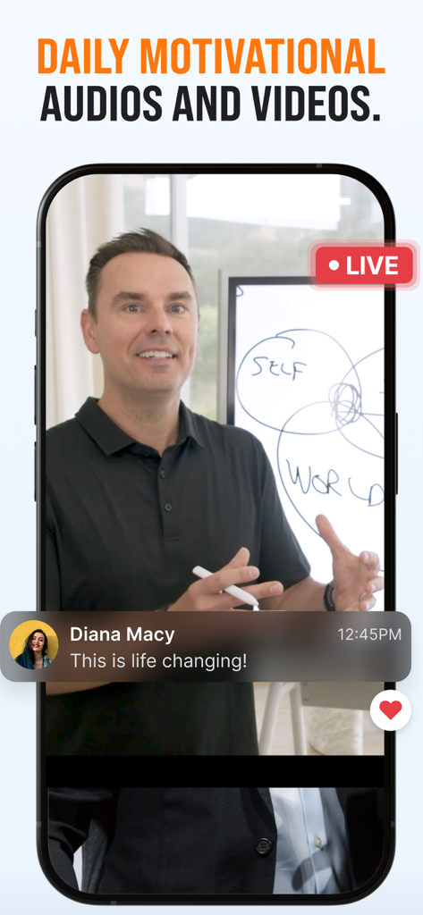 A live mindset coaching video session on the GrowthDay mobile app.