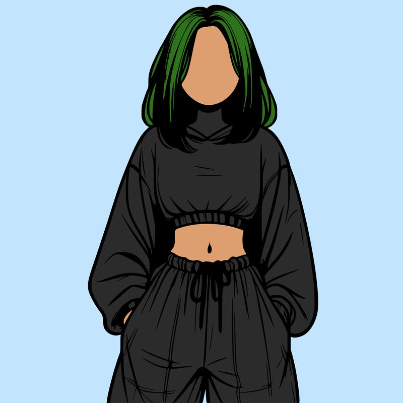 realistic girl faceless with baggy pants and a crop top