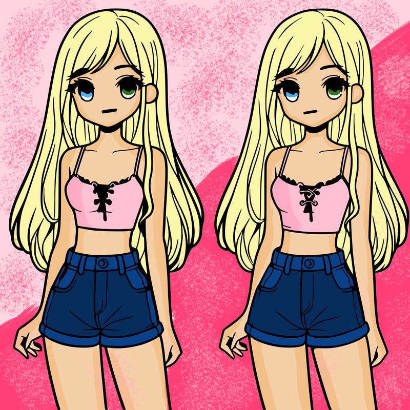 a girl with long hair wearing a crop top and shorts