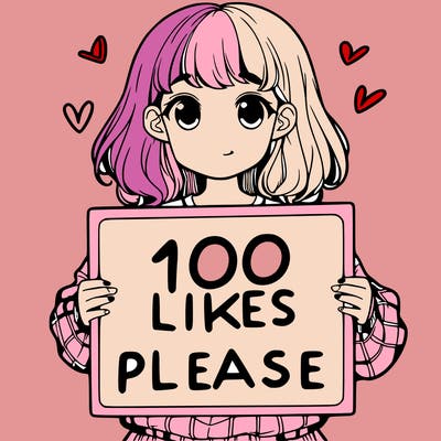 a girl holding a sign saying 100 likes please