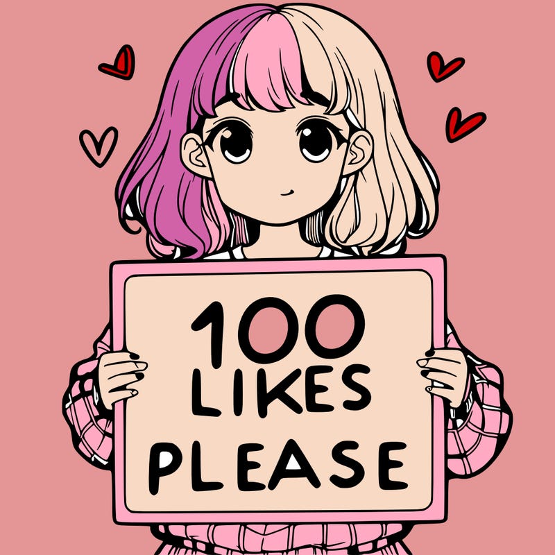 a girl holding a sign saying 100 likes please
