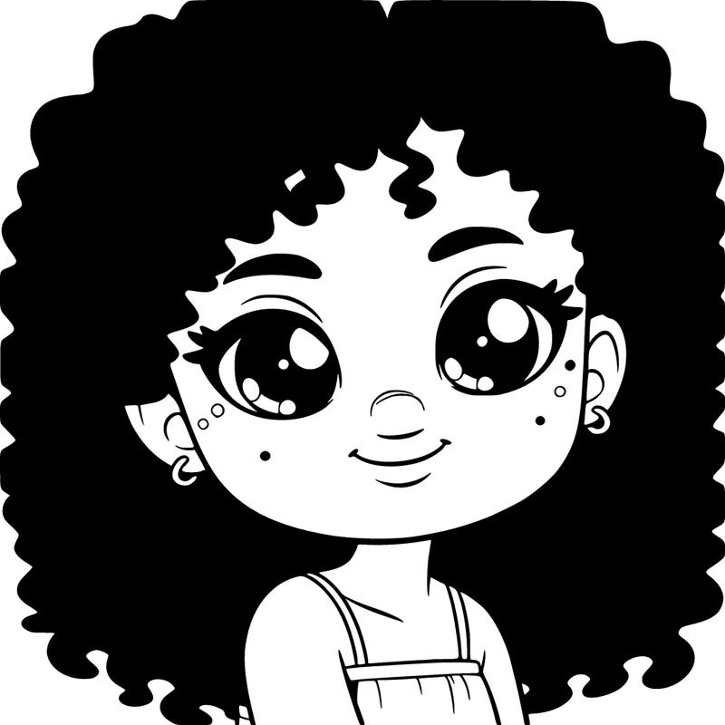 black light skin girl with curly hair