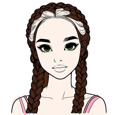 realistic girl with braids