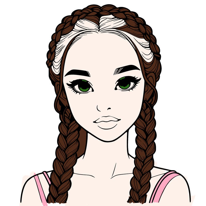 realistic girl with braids