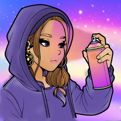 a realistic girl, spray painting