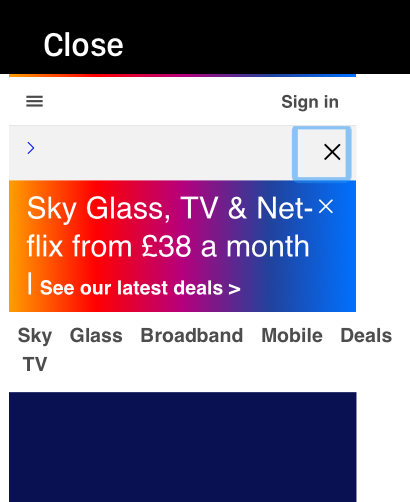 Search With Google - Una página de resultados de búsqueda web mostrada en una pantalla de Apple Watch que muestra el encabezado de un sitio web y un anuncio.