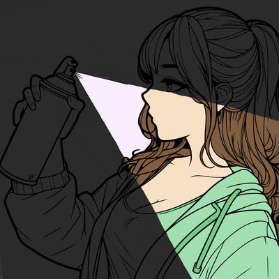 a realistic girl spray, painting