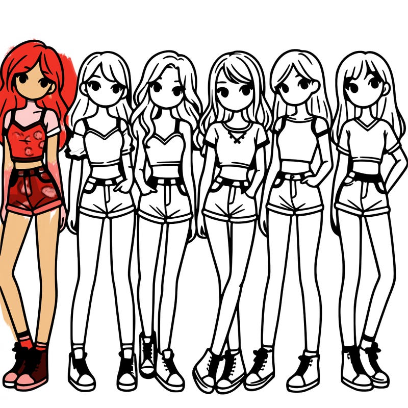 a group of girls wearing crop tops and shorts