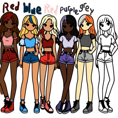 a group of girls wearing crop tops and shorts