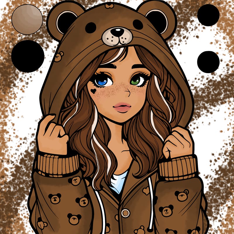 realistic girl in a animal pjs hoodie
