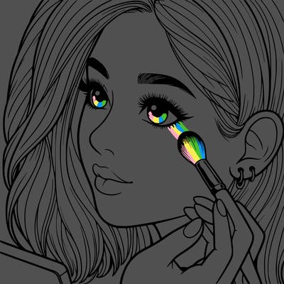 a realistic girl doing her makeup