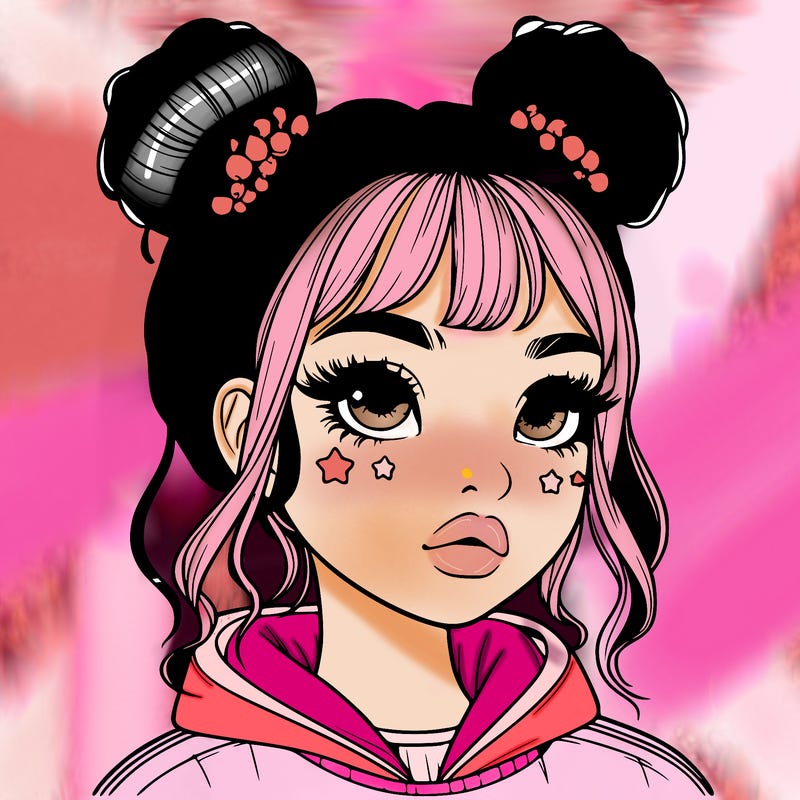 realistic girl with space buns
