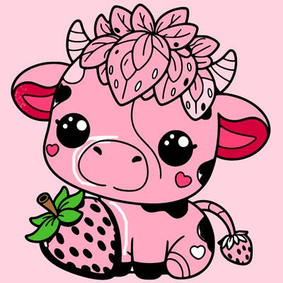 cute strawberry cow