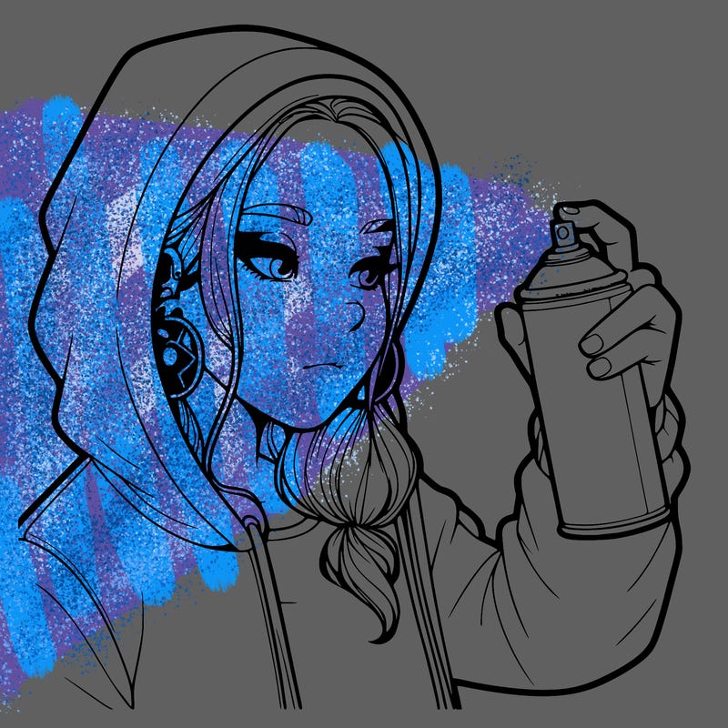 a realistic girl, spray painting