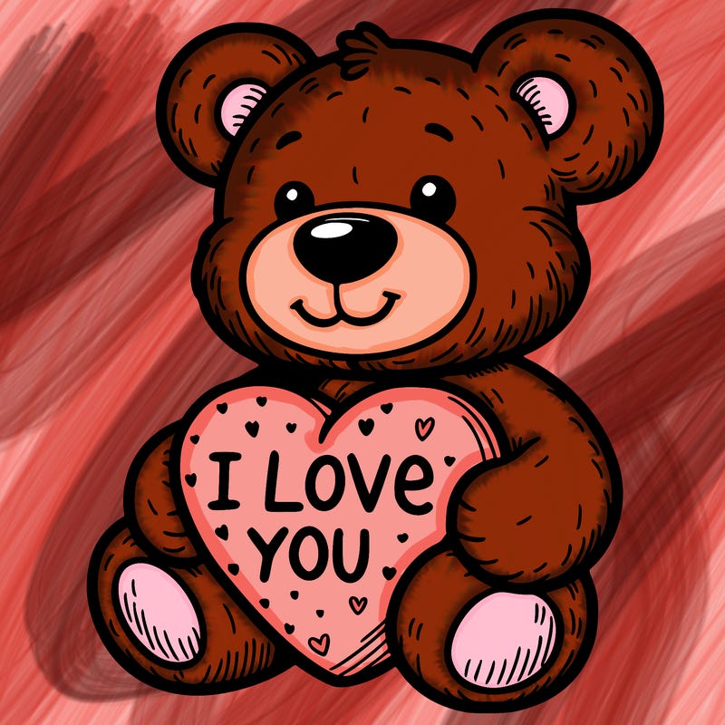 teddy bear holding an i love you heart