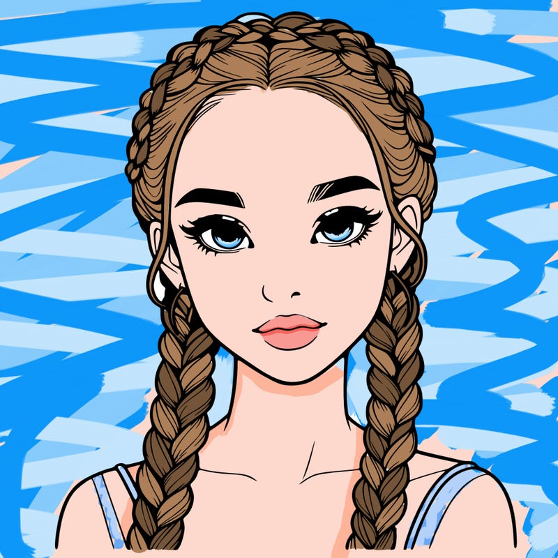 realistic girl with braids