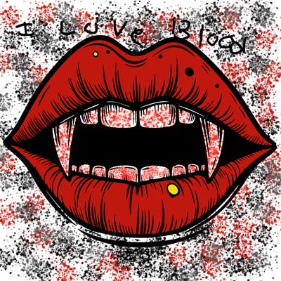 lips with vampire teeth