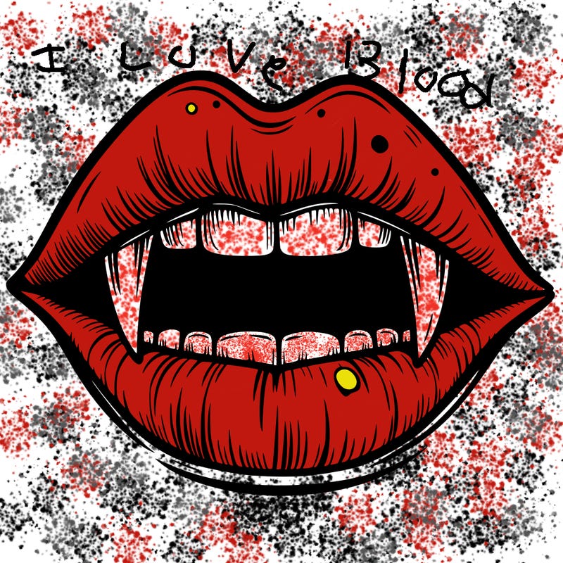 lips with vampire teeth