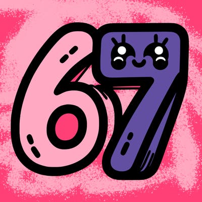 the numbers 67
