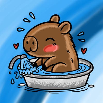capybara taking a bath