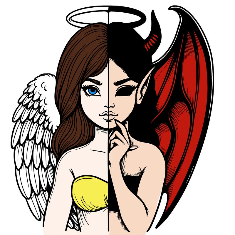 realistic angel half demon