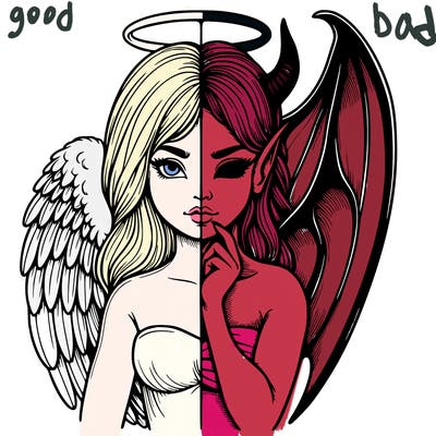 realistic angel half demon