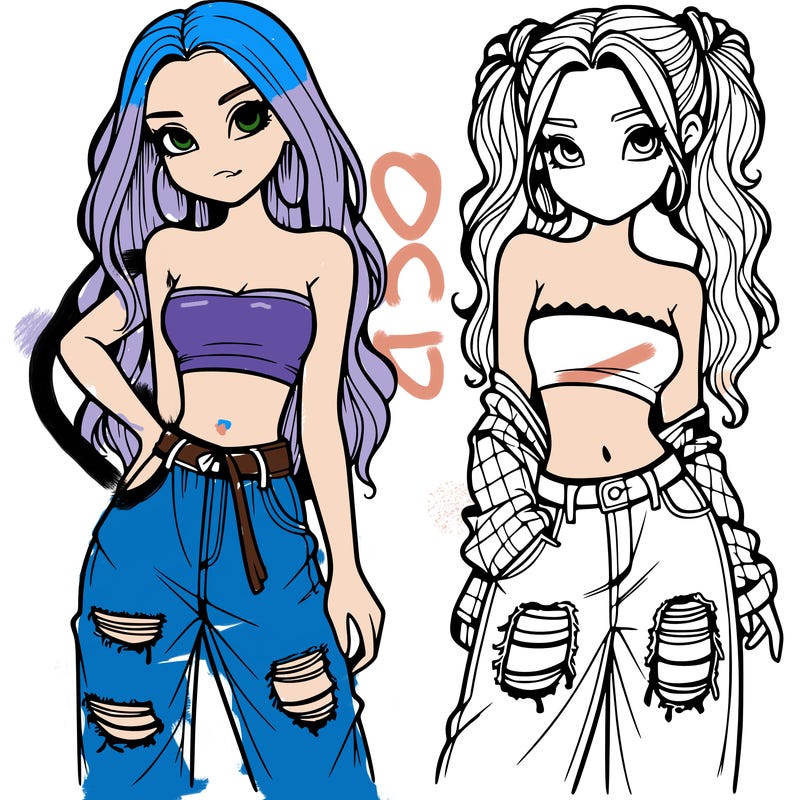 2 girls in crop tops and baggy jeans ripped