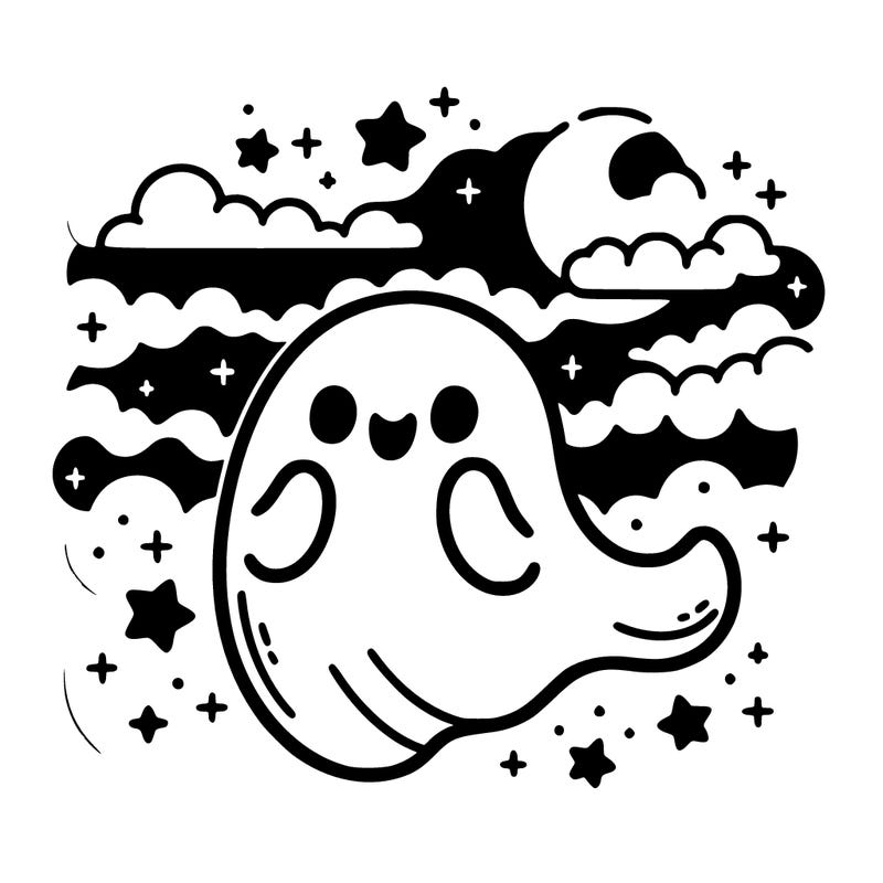 cute ghost night sky
